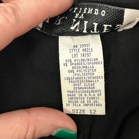 Vintage Beaded Blouse Black Sheer Long Sleeve Deep V-Neck Shirt Scallop Date - Picture 11 of 11